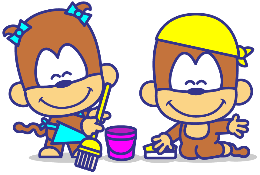 Imagen de los Chángolos haciendo limpieza